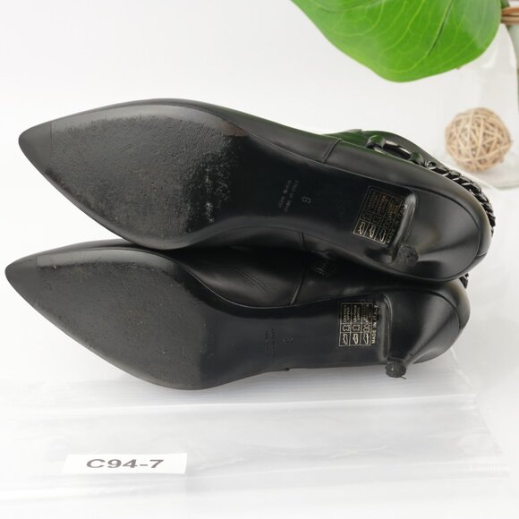 Aquatalia Womens Selina Boot Size 9 Black Pointed Kitten Heel Bootie Chain Link - Picture 8 of 11